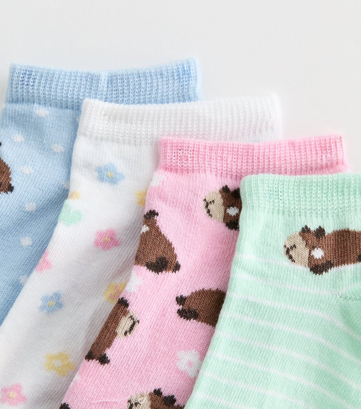 New Look Girls' Multicolour Pack of 4 Capybara Trainer Socks New Look - 2