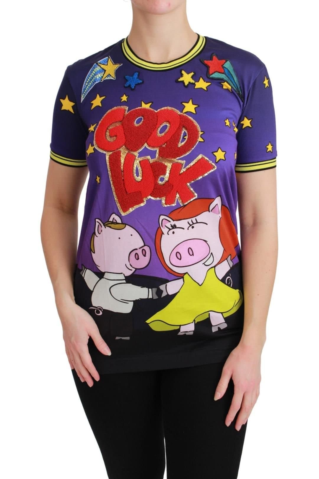 Dolce & Gabbana Dolce & Gabbana Purple Year of the Pig Cotton T-shirt