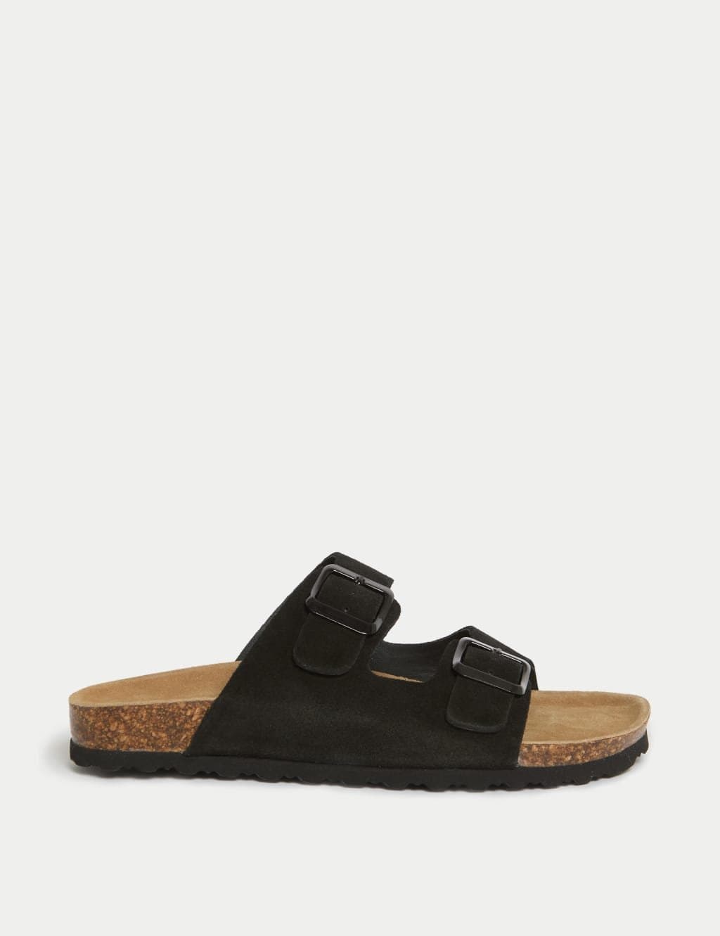 Marks & Spencer M&S Suede Buckle Footbed Mules Black