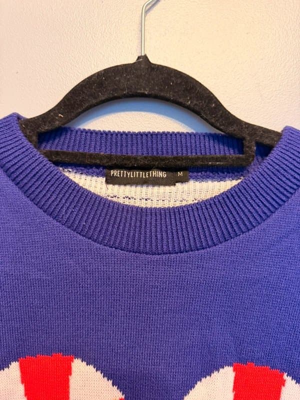 PrettyLittleThing purple christmas cropped jumper
