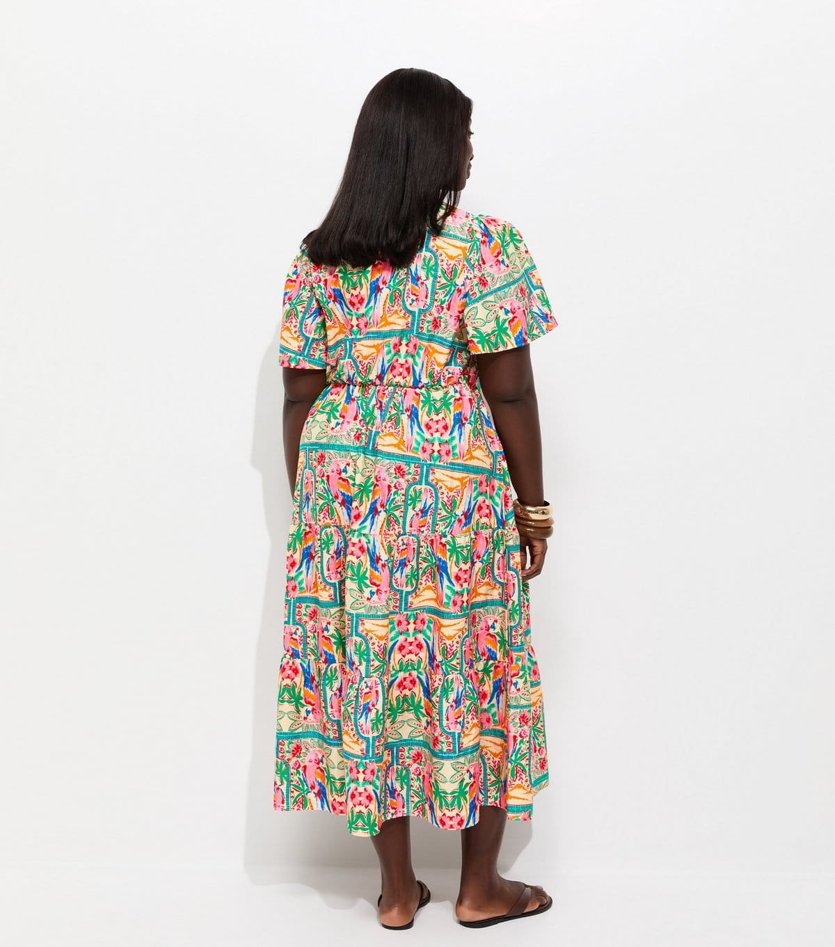 New Look Women's Plus Size Multicolour Parrot Print Crepe Wrap Dress Curves New Look - 4