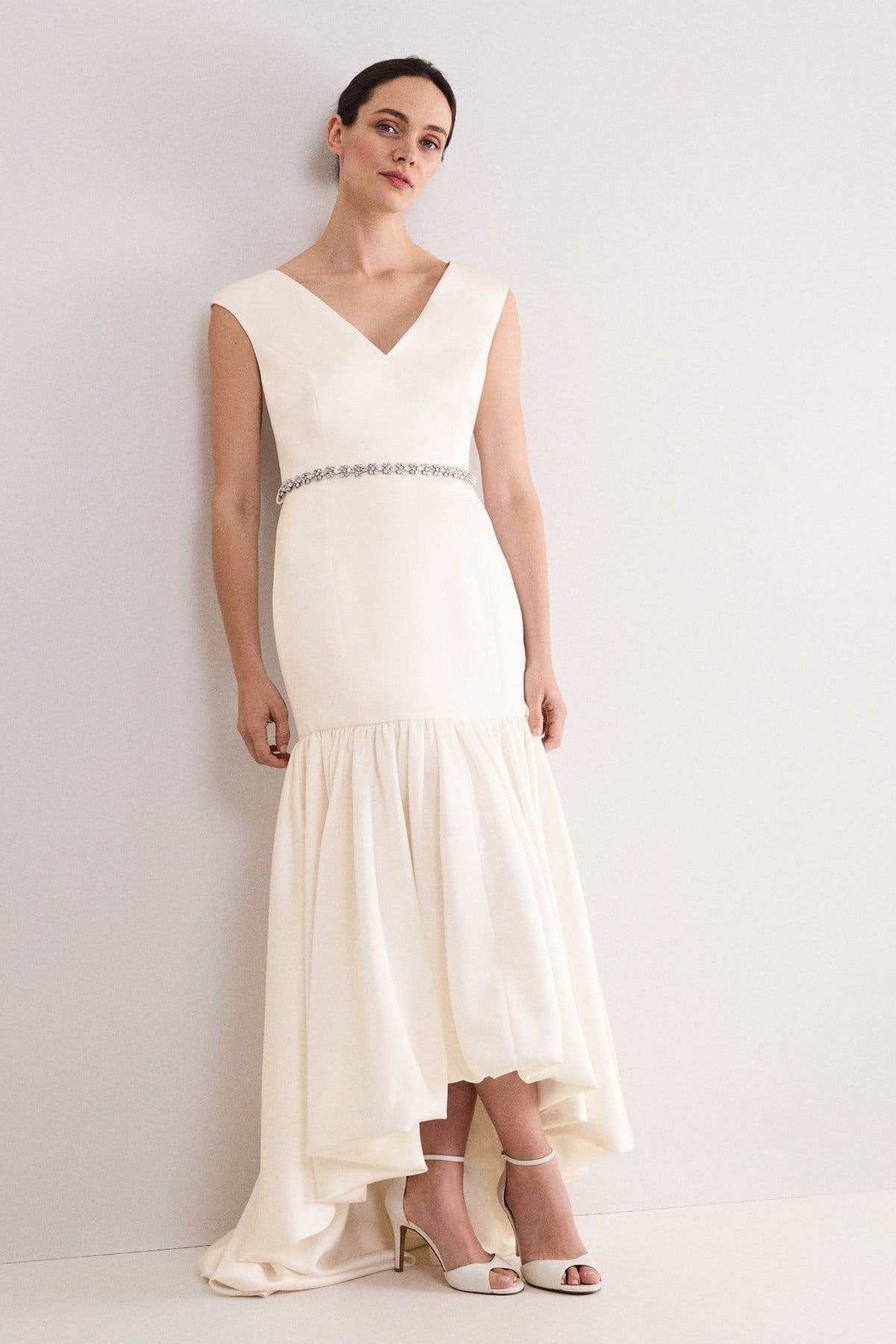 Phase Eight Off-White V-Neck Jeweled Maxi Dress