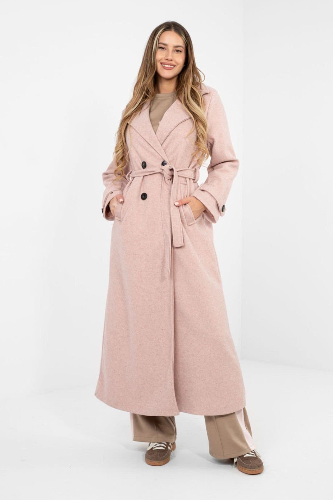 Love Lace Love Lace Pink Polyester Trench Coat
