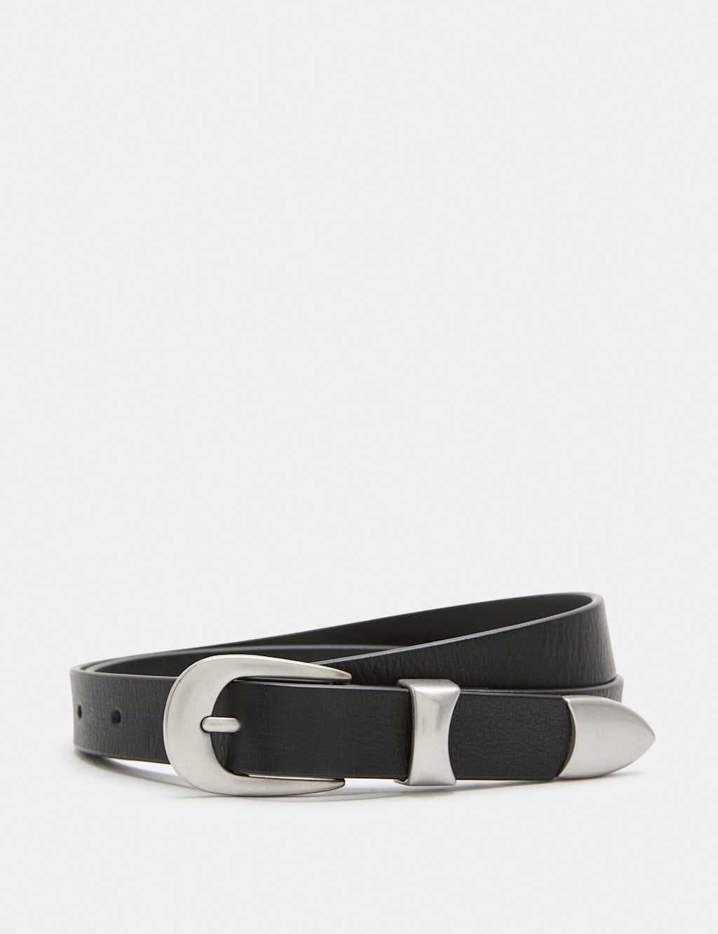 Marks & Spencer M&S Premium Leather Casual Buckle Belt Black