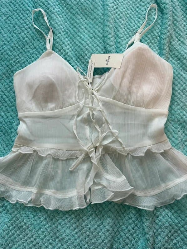 Hollister Chiffon ruffle cami size S