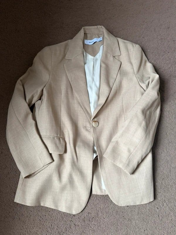 Bershka Beige Linen Blazer