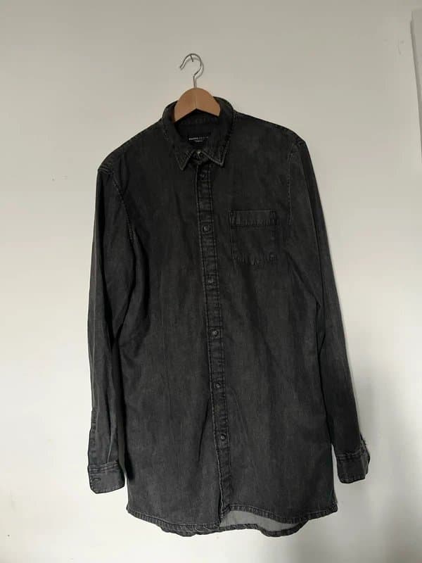 Bershka Men’s black Berska denim shirt