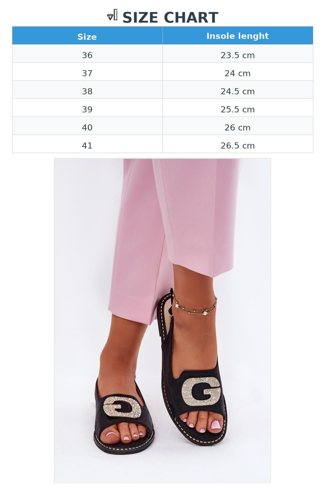 Love Lace Love Lace Women's Flat heel sandals with decorative front buckle & strap in Black - 4