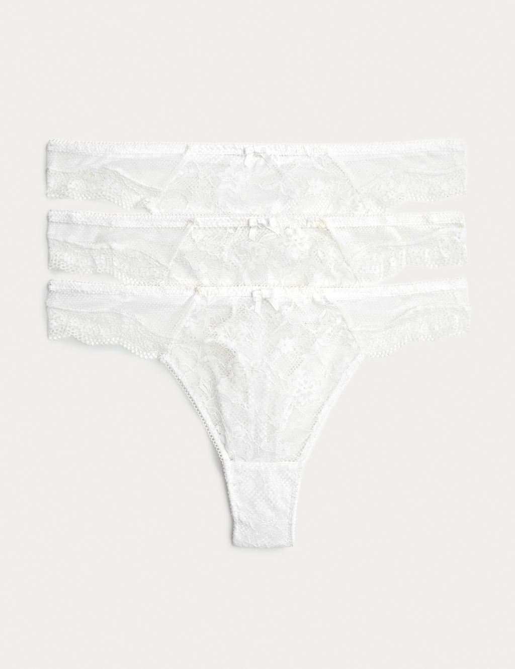 Marks & Spencer M&S 3pk Jasmine Lace Thongs White
