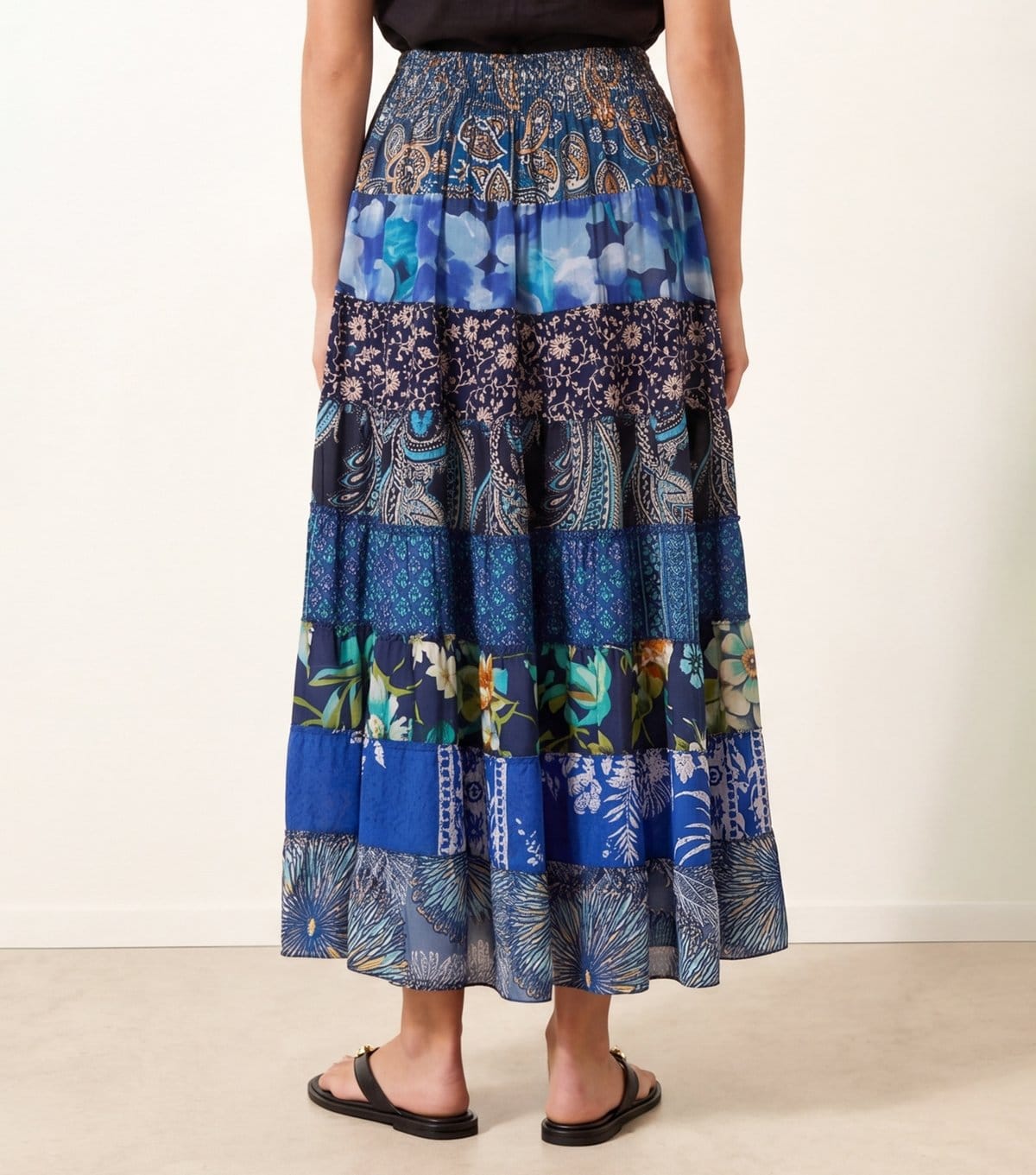 Blue Vanilla Women's Blue Floral Paisley Tiered Midi Skirt Blue Vanilla New Look - 4