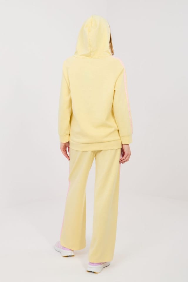 Love Lace Love Lace Women's Paris Stripe Zip Hoodie Track Pants Set in Yellow - 2