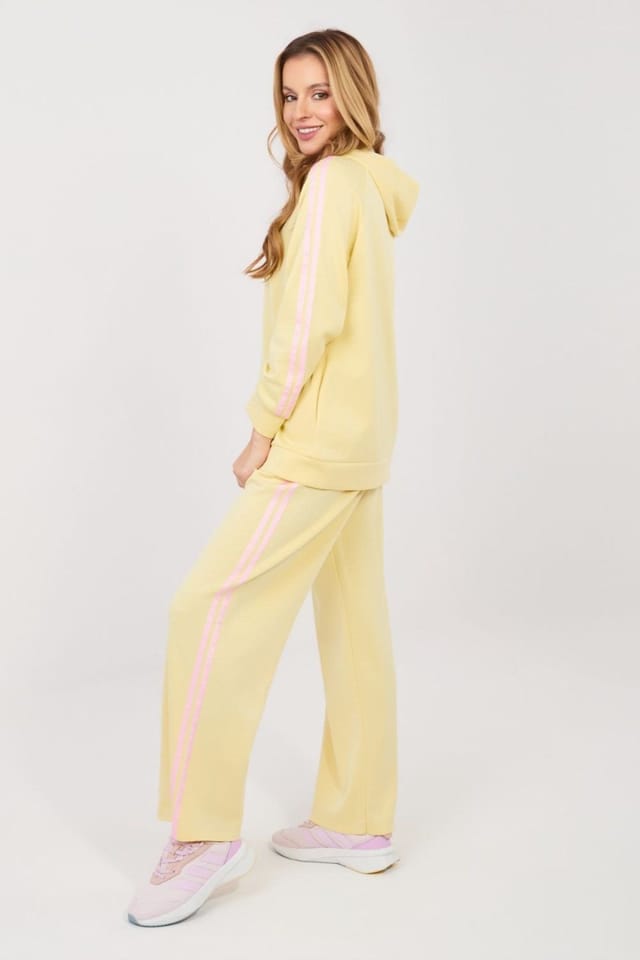 Love Lace Love Lace Women's Paris Stripe Zip Hoodie Track Pants Set in Yellow - 3