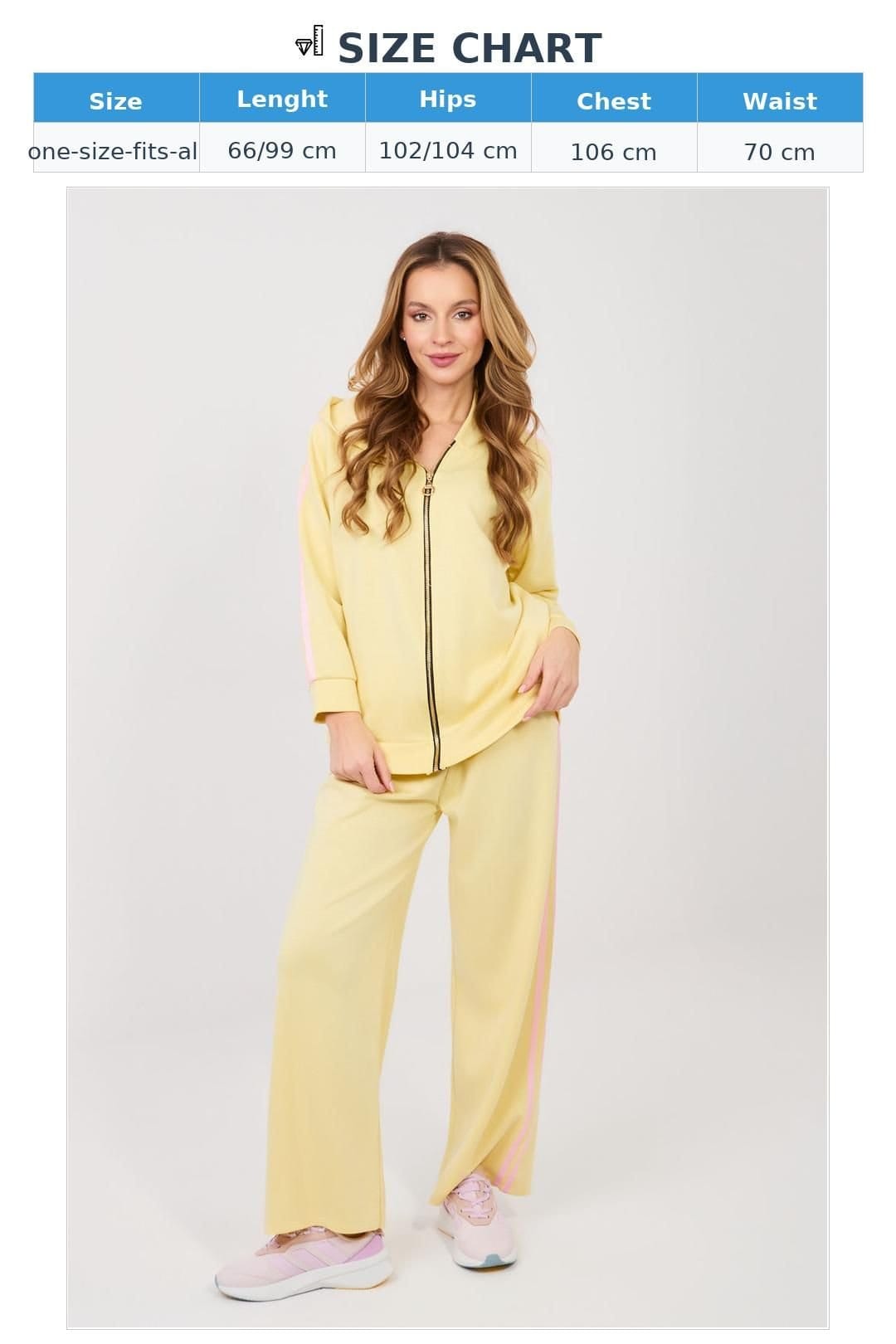 Love Lace Love Lace Women's Paris Stripe Zip Hoodie Track Pants Set in Yellow - 4