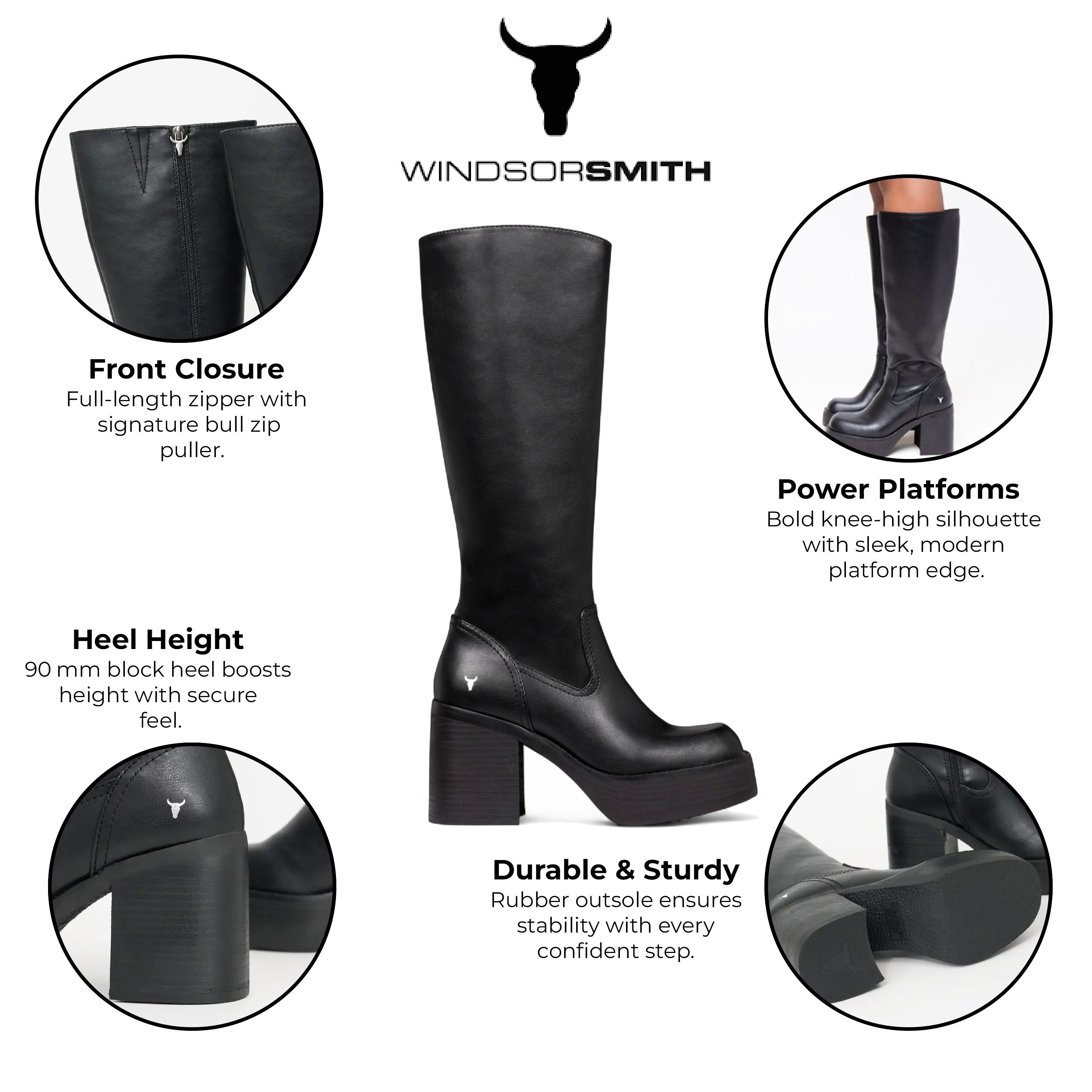 Windsor Smith Windsor Smith Women's Faux Leather Knee-High Platform Heel Boots - Niche in Black - 2