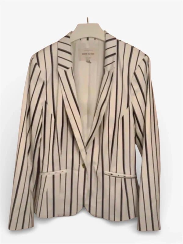River Island River Island Women’s Cream Pinstripe Blazer Size M Tailored Smart Casual Jacket