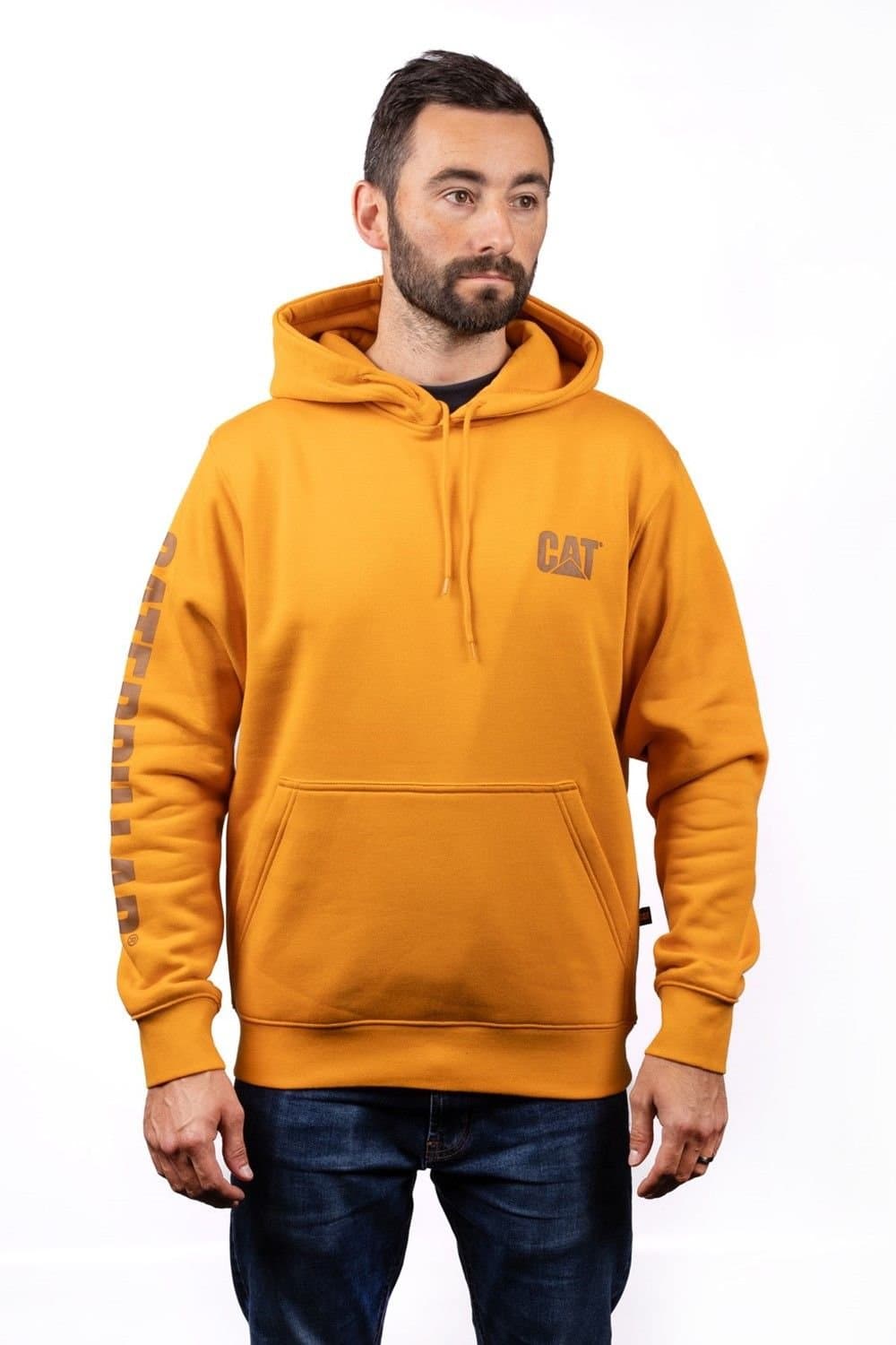 Caterpillar Caterpillar Men's Trademark Banner Hooded Sweatshirt in Yellow