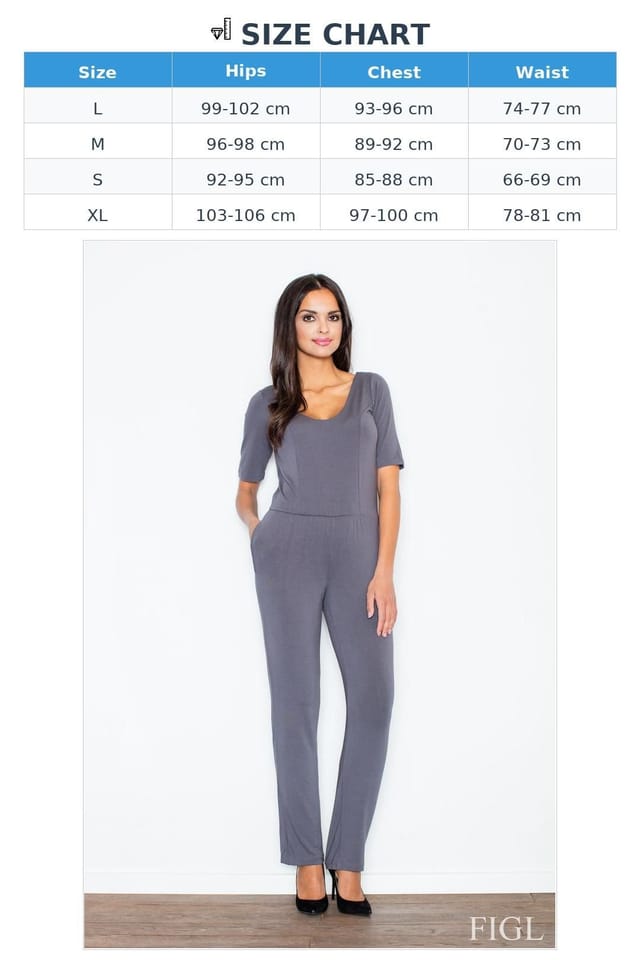 Love Lace Love Lace Women's Feminine Viscose Jumpsuit with Back Slit Pockets in Grey - 3