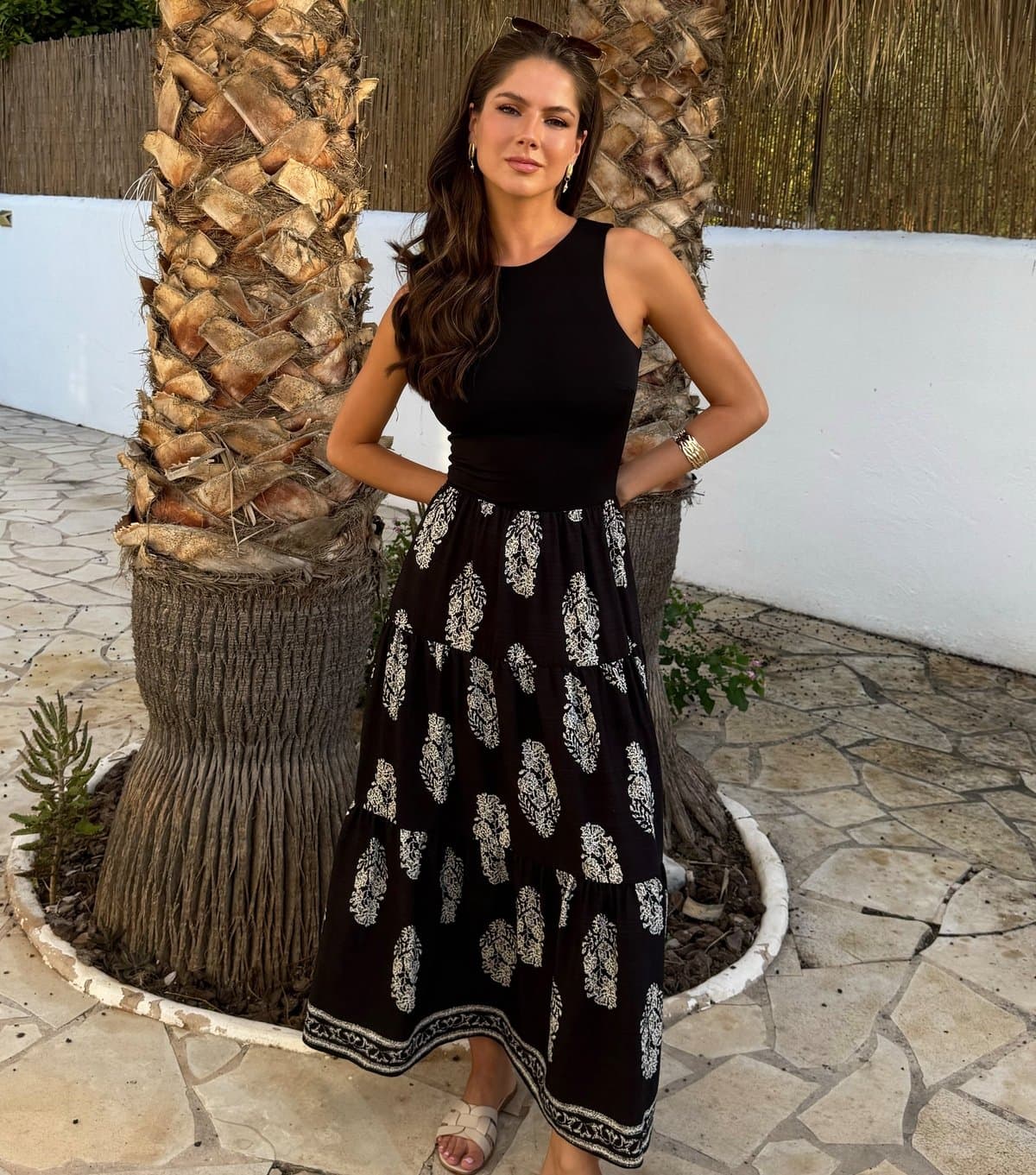 AX Paris Women's Black 2 In 1 Border Print Smock Midi Dress AX Paris New Look