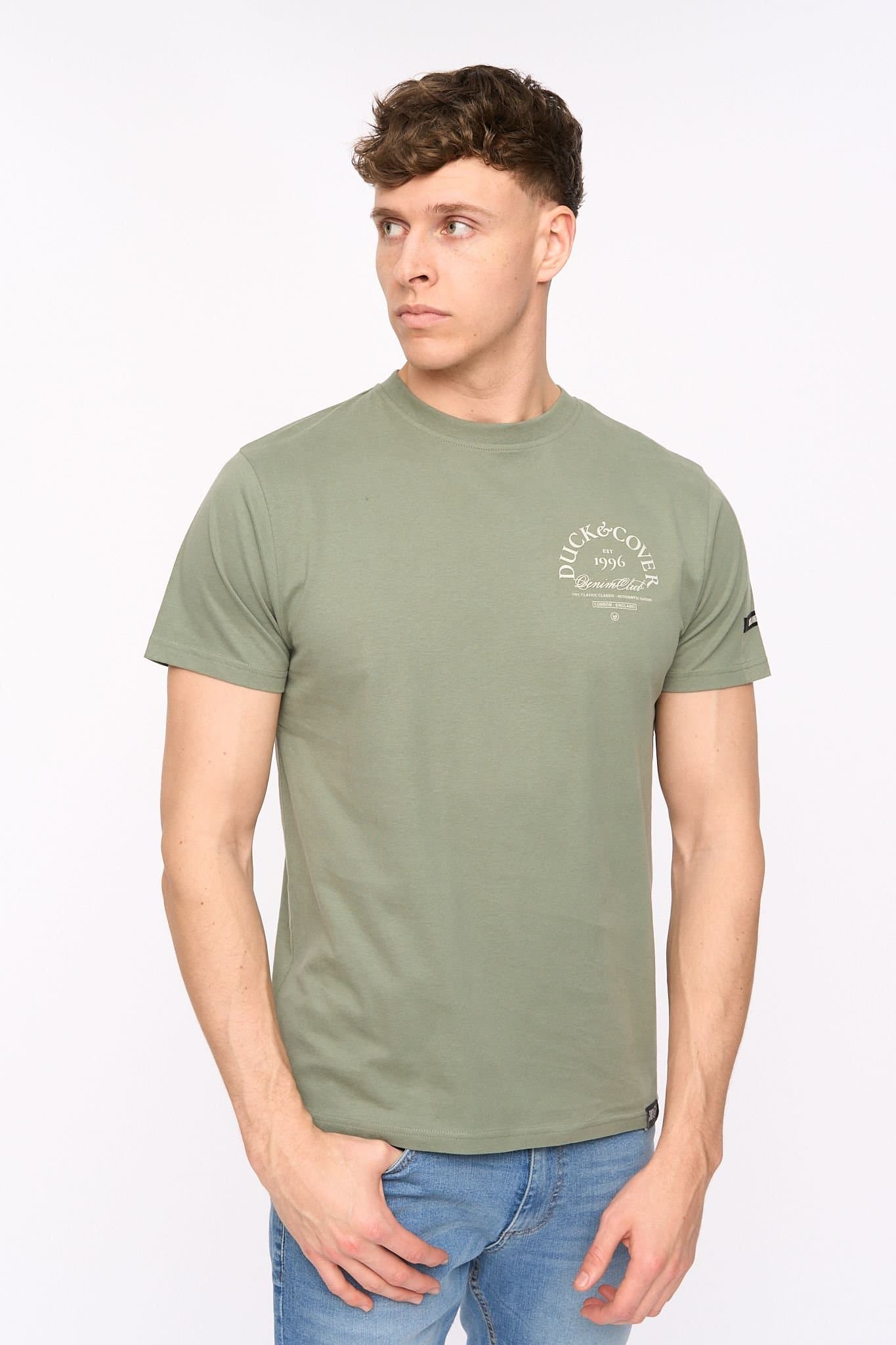 Duck&Cover Duck&Cover Men's Sudbury Graphic T-Shirt with Back Print in Olive
