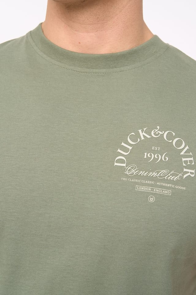 Duck&Cover Duck&Cover Men's Sudbury Graphic T-Shirt with Back Print in Olive - 3