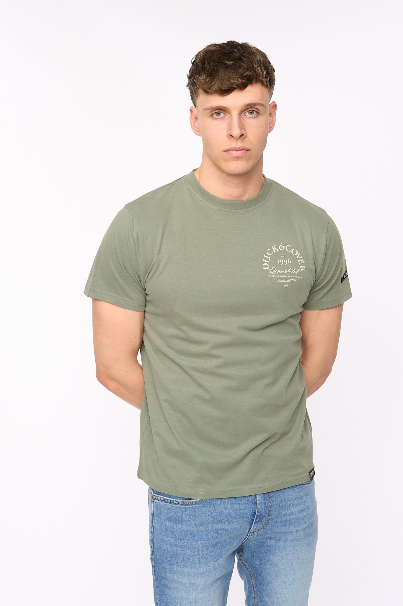 Duck&Cover Duck&Cover Men's Sudbury Graphic T-Shirt with Back Print in Olive - 4