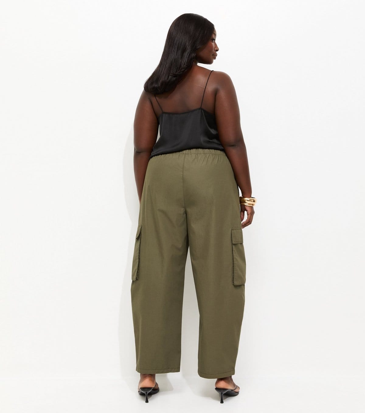 New Look Women's Plus Size Dark Khaki Utility Cargo Trousers Curves New Look - 4
