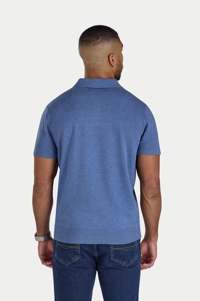raging bull Raging Bull Men's Short Sleeve Knitted Polo in Blue - 2