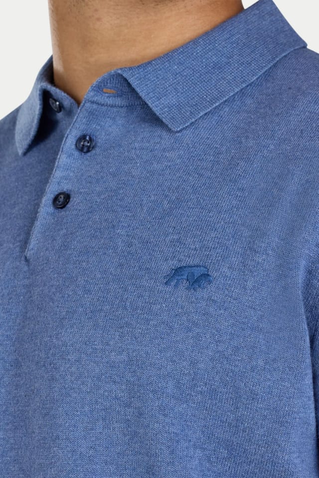 raging bull Raging Bull Men's Short Sleeve Knitted Polo in Blue - 3
