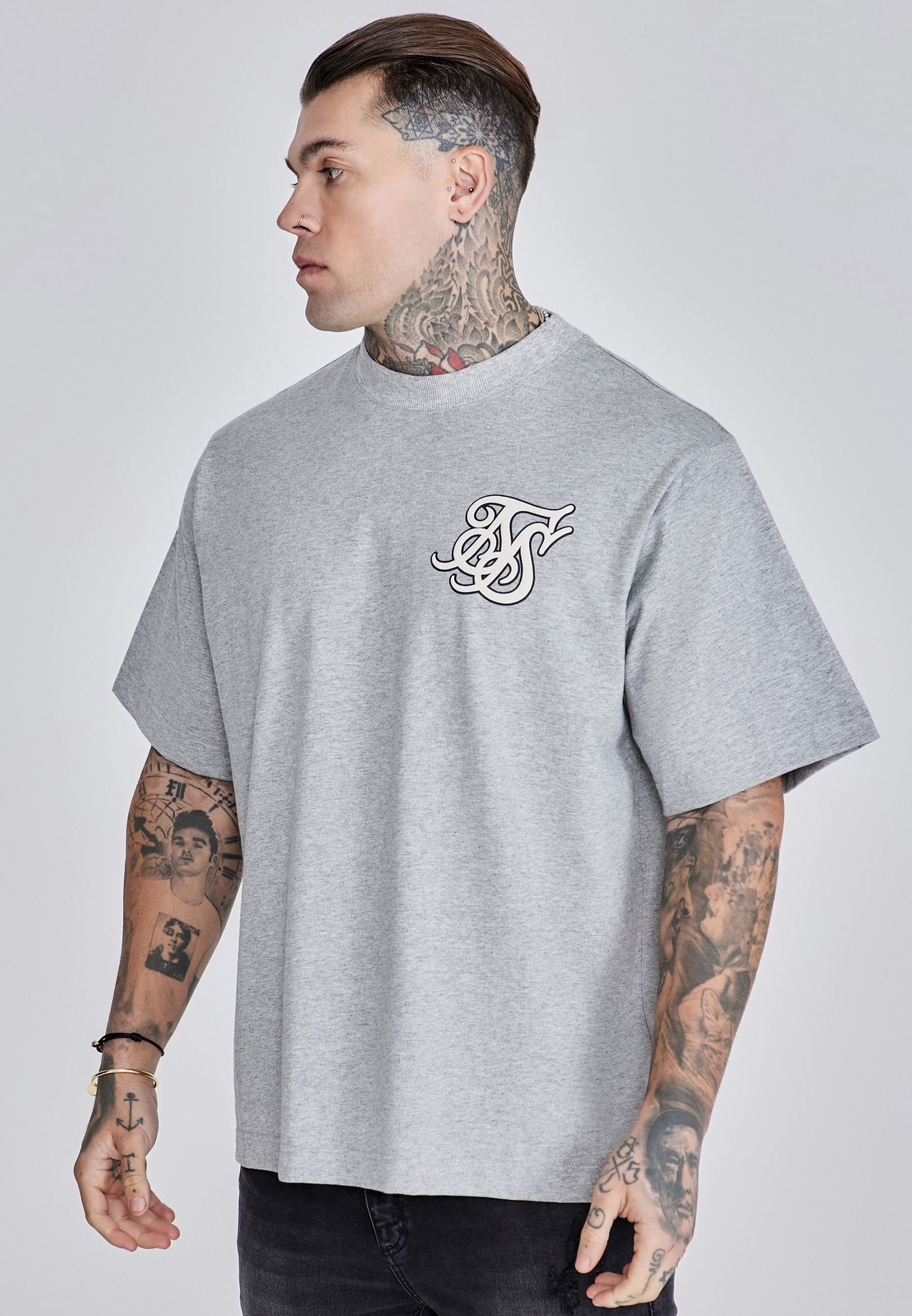 SikSilk SikSilk Men's Grey Marl Logo T-Shirt