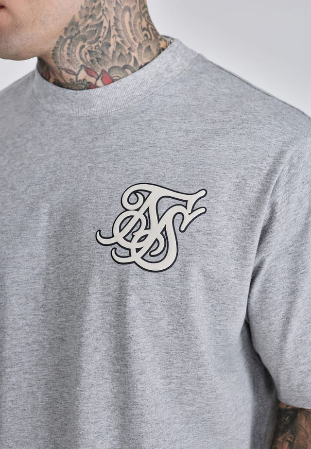 SikSilk SikSilk Men's Grey Marl Logo T-Shirt - 2