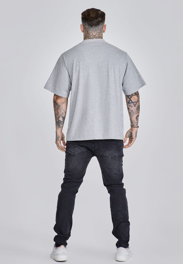 SikSilk SikSilk Men's Grey Marl Logo T-Shirt - 3