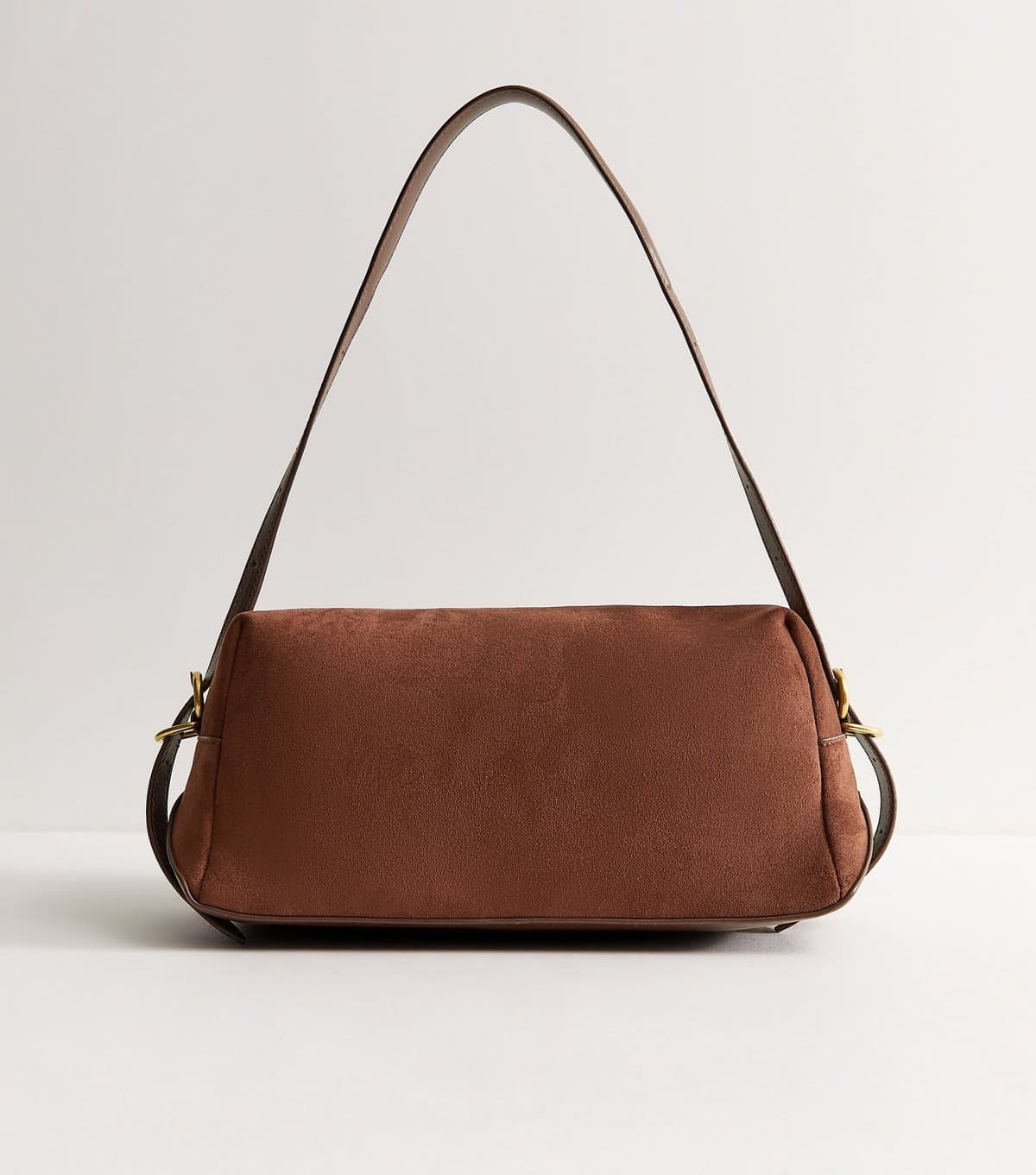 New Look New Look Dark Brown Faux Suede Rectangle Shoulder Bag