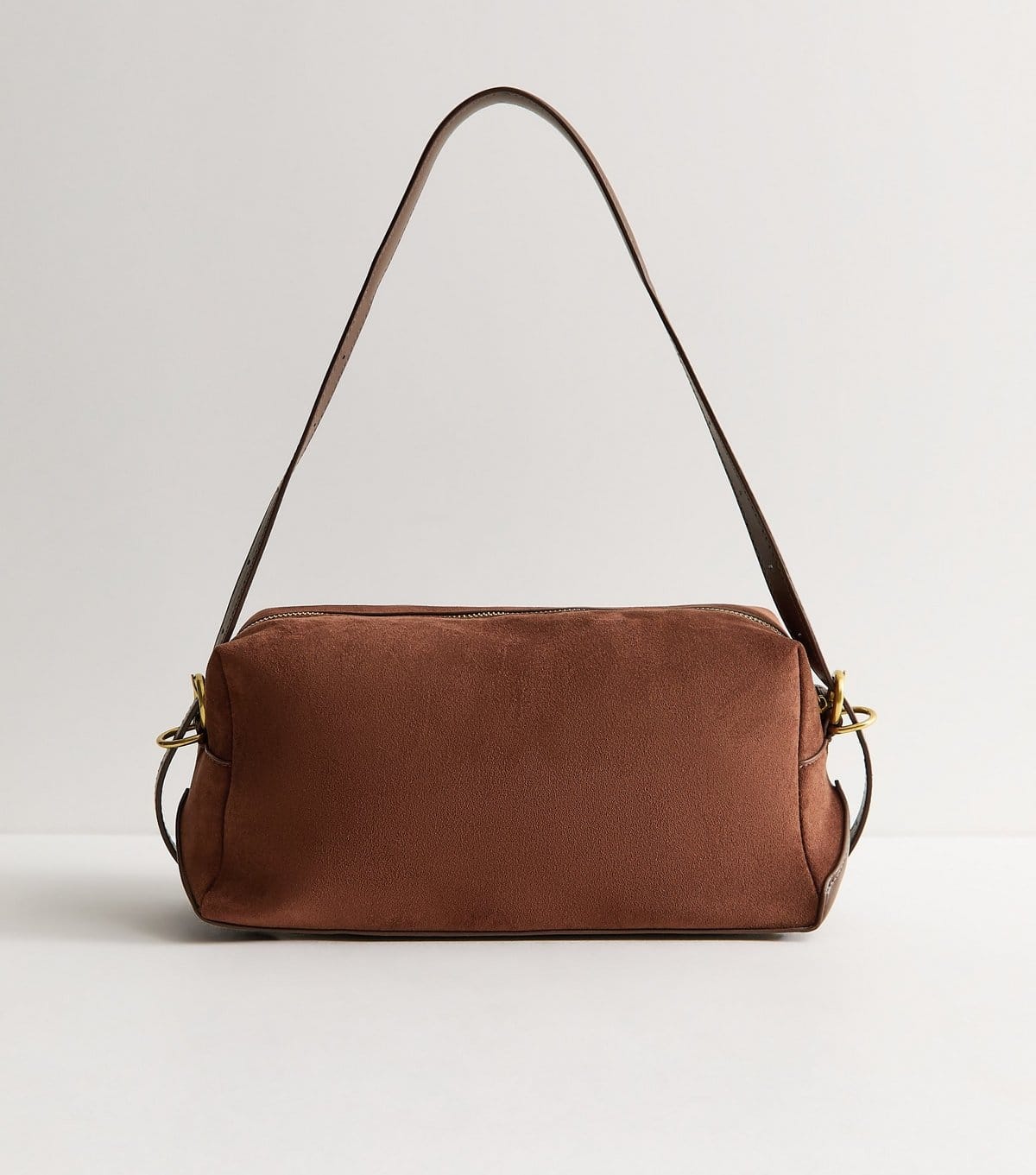 New Look Dark Brown Faux Suede Rectangle Shoulder Bag New Look - 4