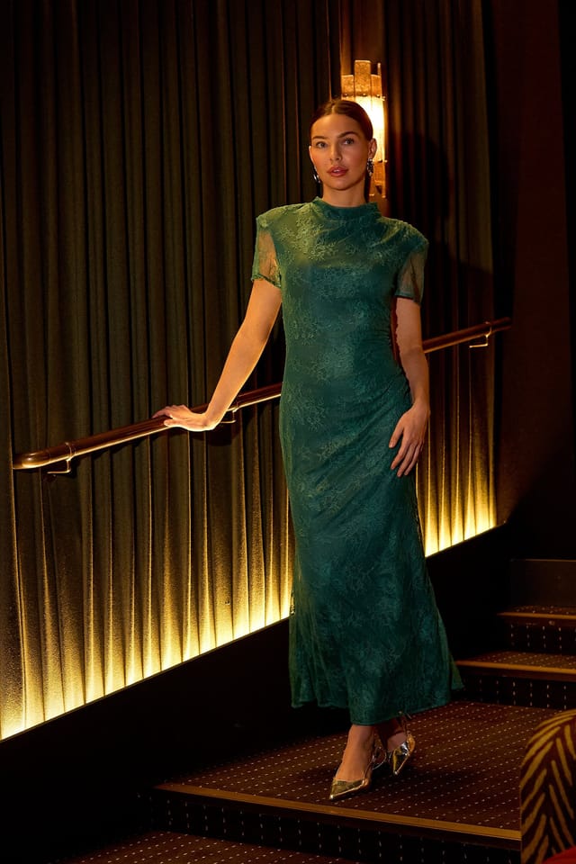 GWD by GEORGE W. DAVIES GWD by GEORGE W. DAVIES Women's GWD Gracie Green Lace Maxi Dress - 2