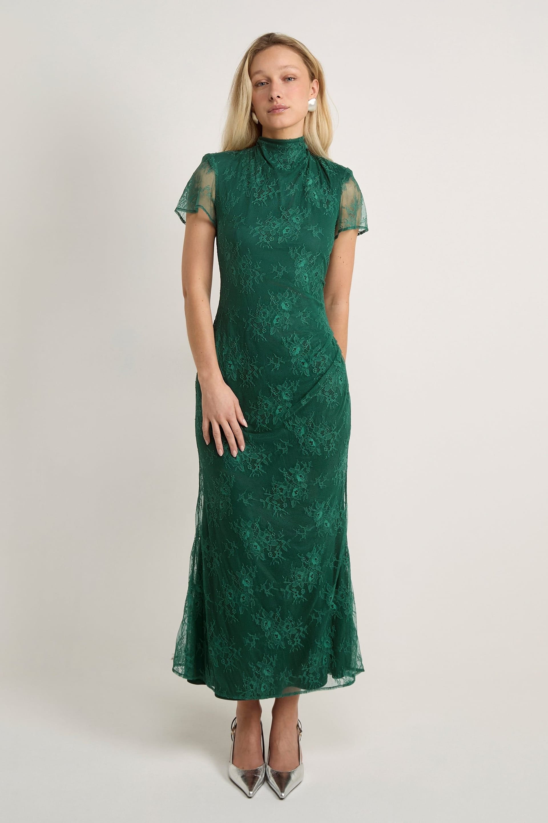 GWD by GEORGE W. DAVIES GWD by GEORGE W. DAVIES Women's GWD Gracie Green Lace Maxi Dress - 4