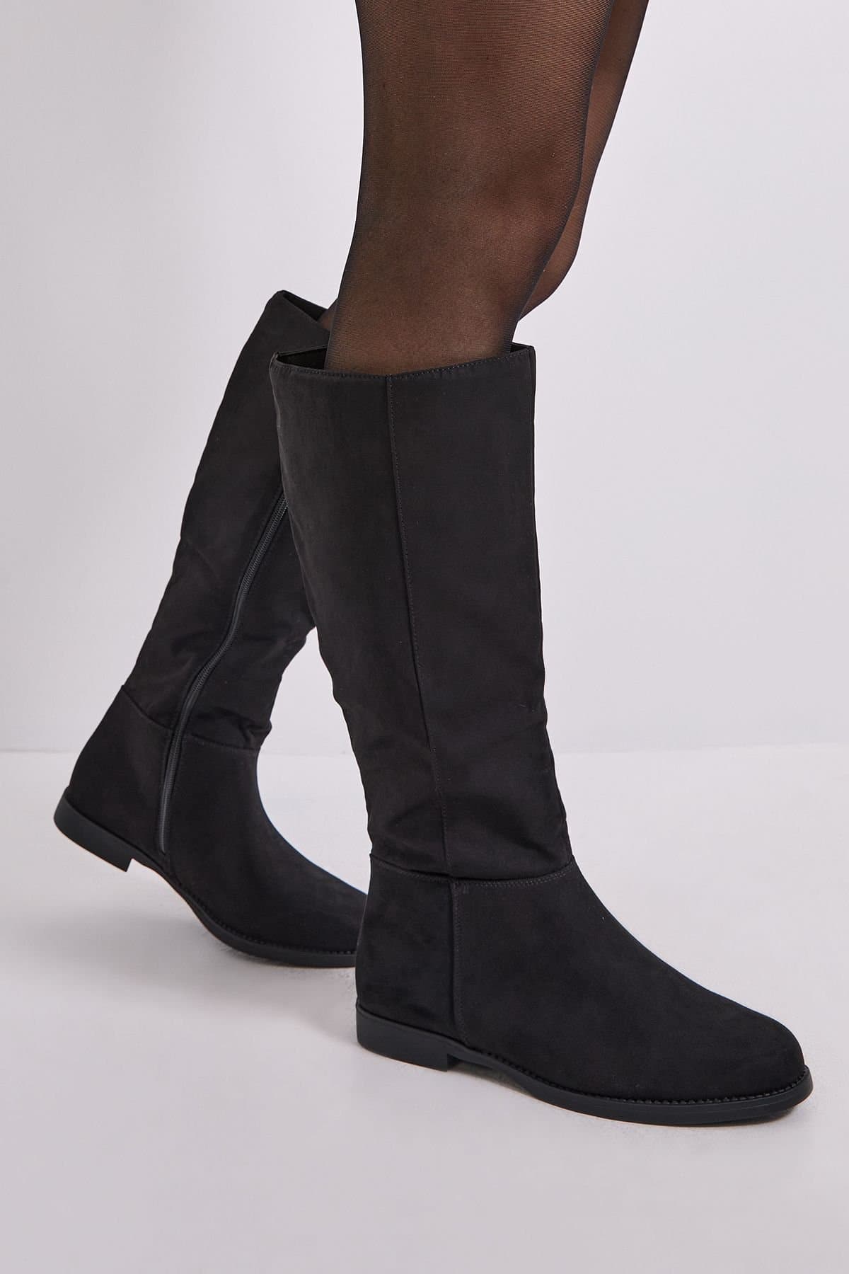 Dorothy Perkins Dorothy Perkins Women's Wide Fit Karla Knee High Flat Boots in Natural Black