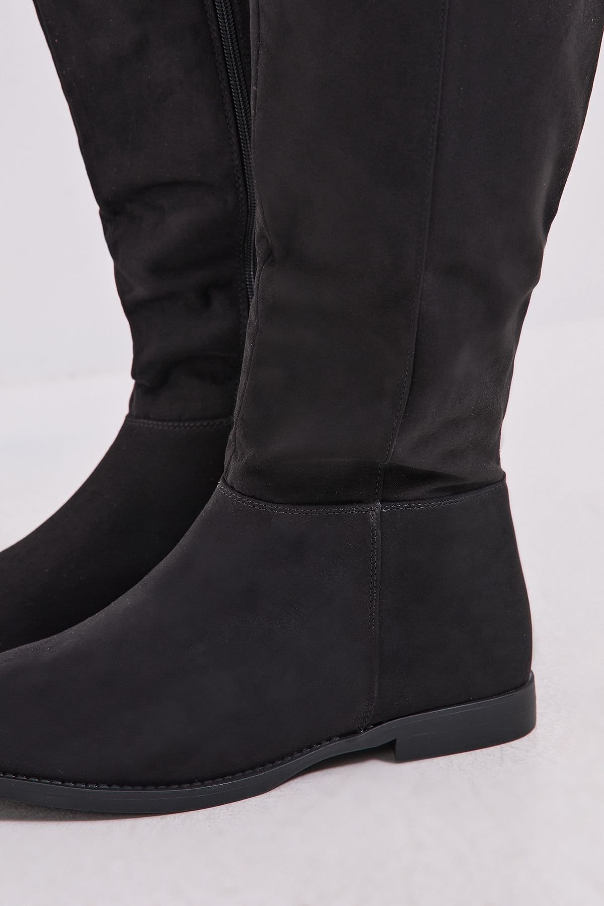 Dorothy Perkins Dorothy Perkins Women's Wide Fit Karla Knee High Flat Boots in Natural Black - 4