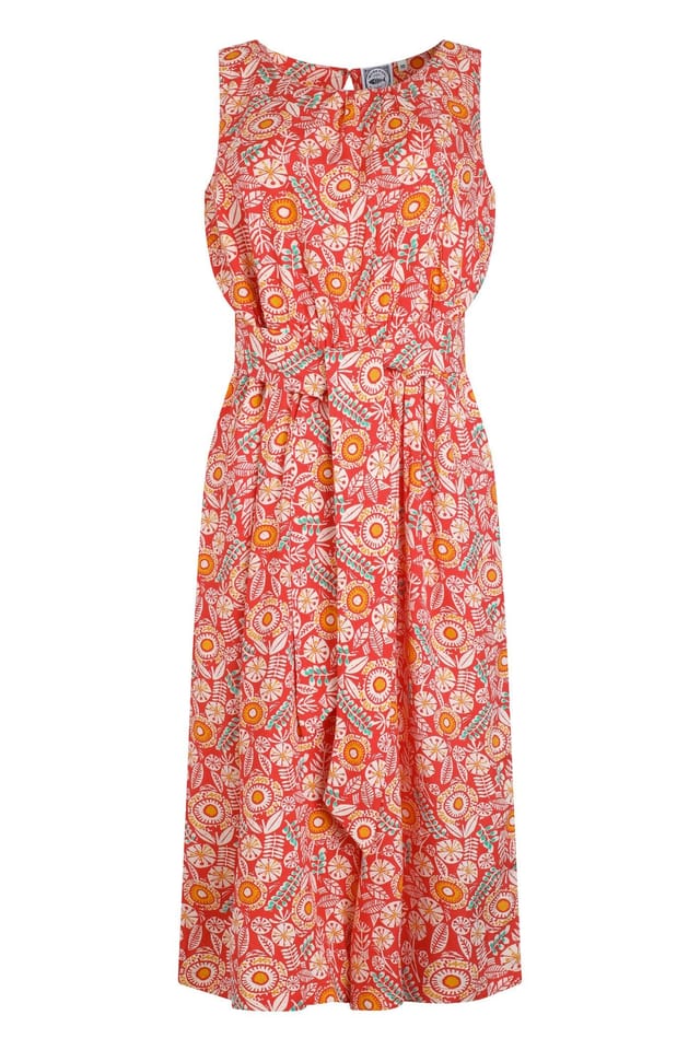 Weird Fish Weird Fish Women's Nalani Printed Viscose Jumpsuit in Dark Red - 2