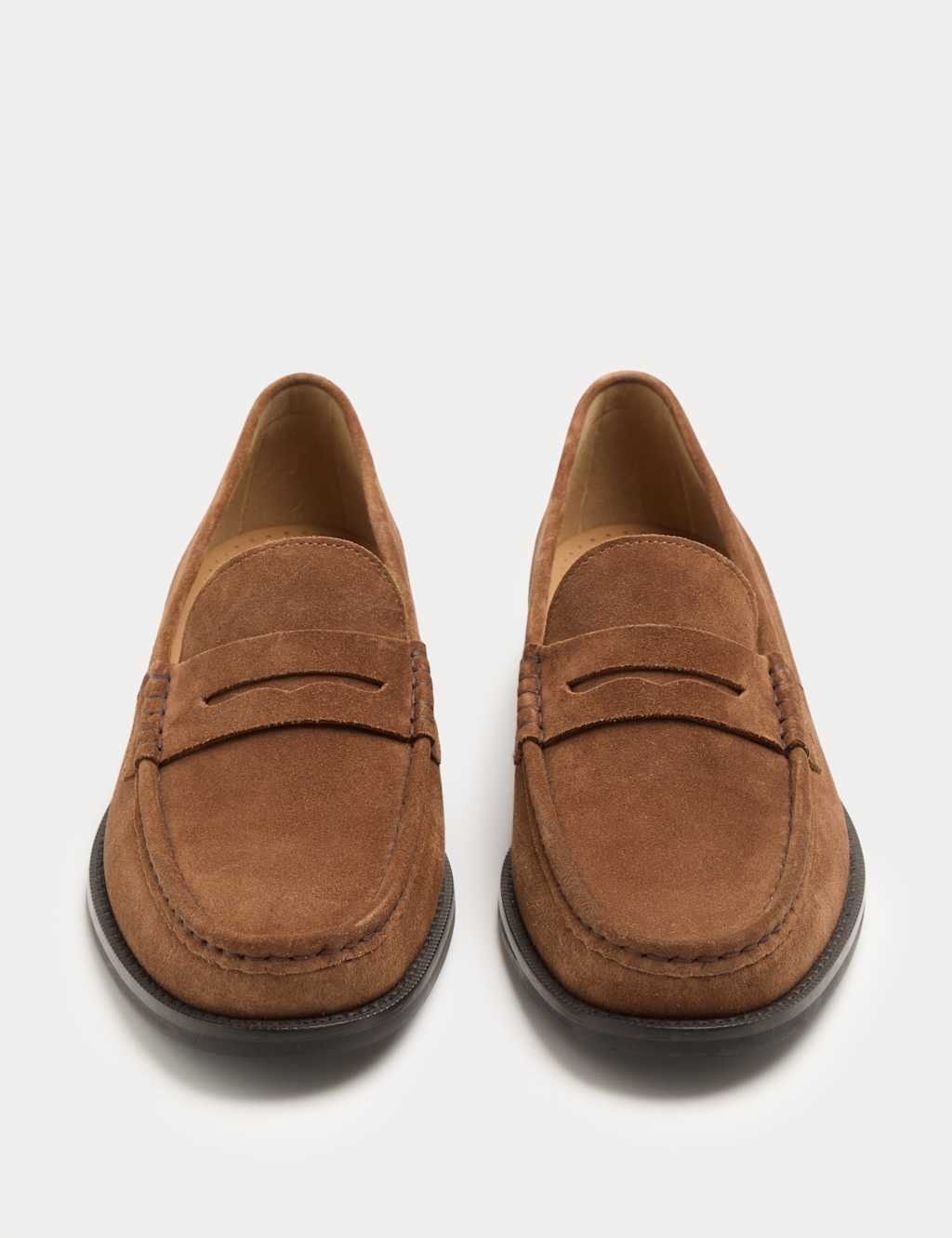 Marks & Spencer M&S Suede Penny Loafers Tan - 1
