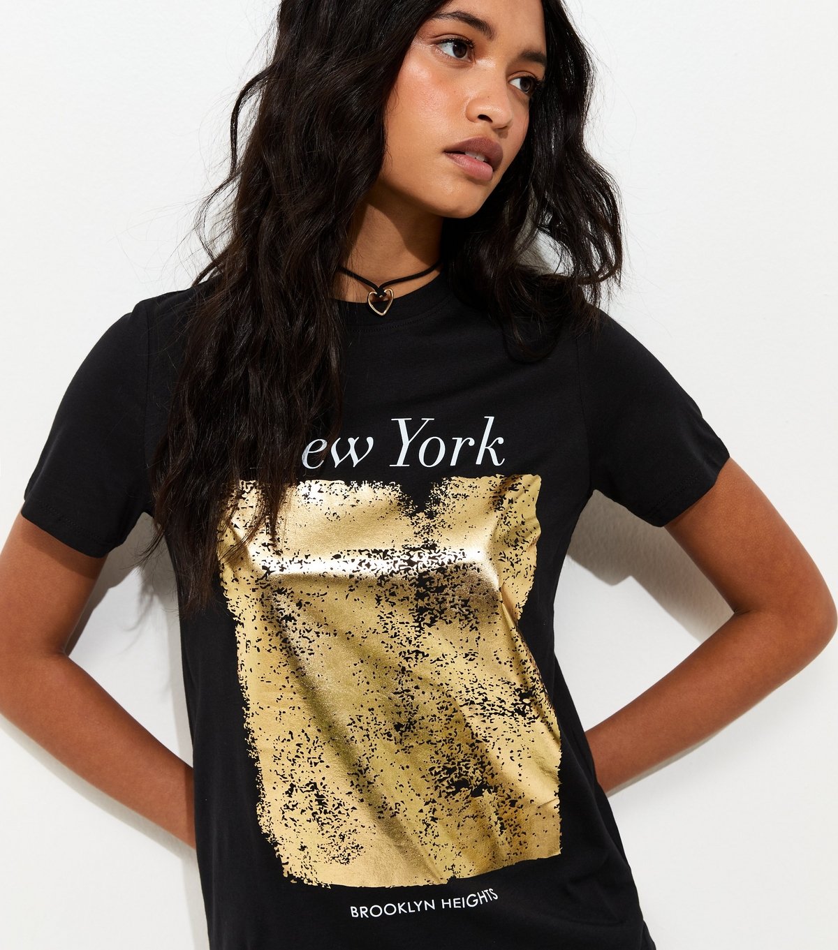 New Look Women's Black New York Foil Relaxed T-Shirt New Look - 2