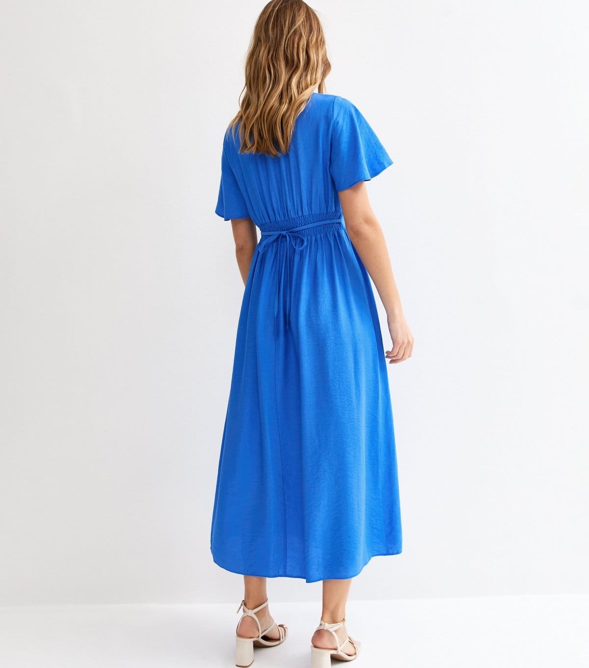 New Look Women's Bright Blue Frill Sleeve V Neck Midi Dress New Look - 4