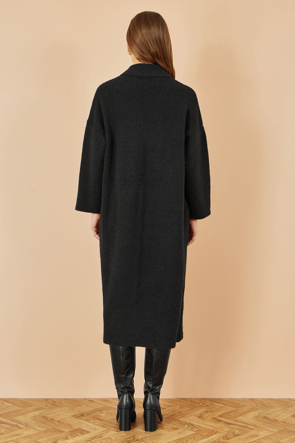 Yumi Yumi Women's Black Knitted Maxi Cardigan With Pockets - 4