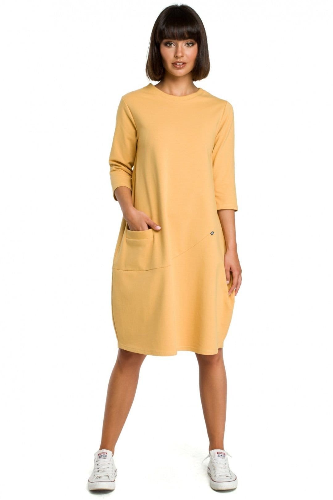 Love Lace Women's Soft Knit Pocket Dress Tunic in Yellow