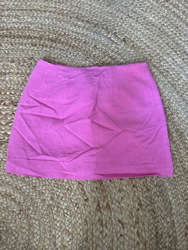 H&M H&M pink linen mini skirt size 6