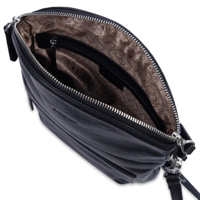 SADDLER SADDLER Women's 'Kimberley' Secure Pocket Handmade Leather Crossbody Bag in Black - 2