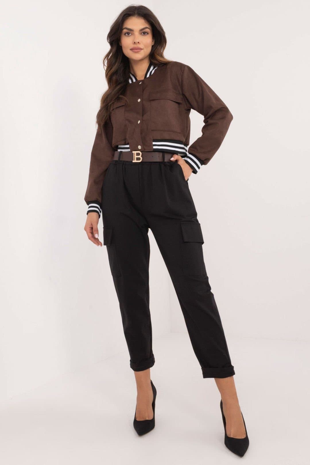 Love Lace Love Lace Women's Buckled High Rise Cargo Pants in Black