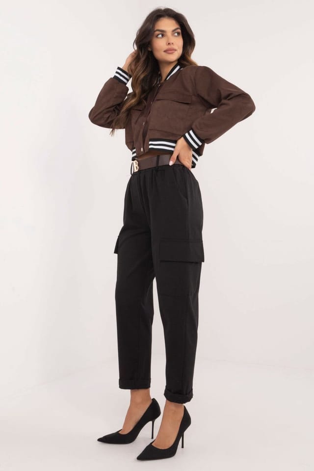 Love Lace Love Lace Women's Buckled High Rise Cargo Pants in Black - 2