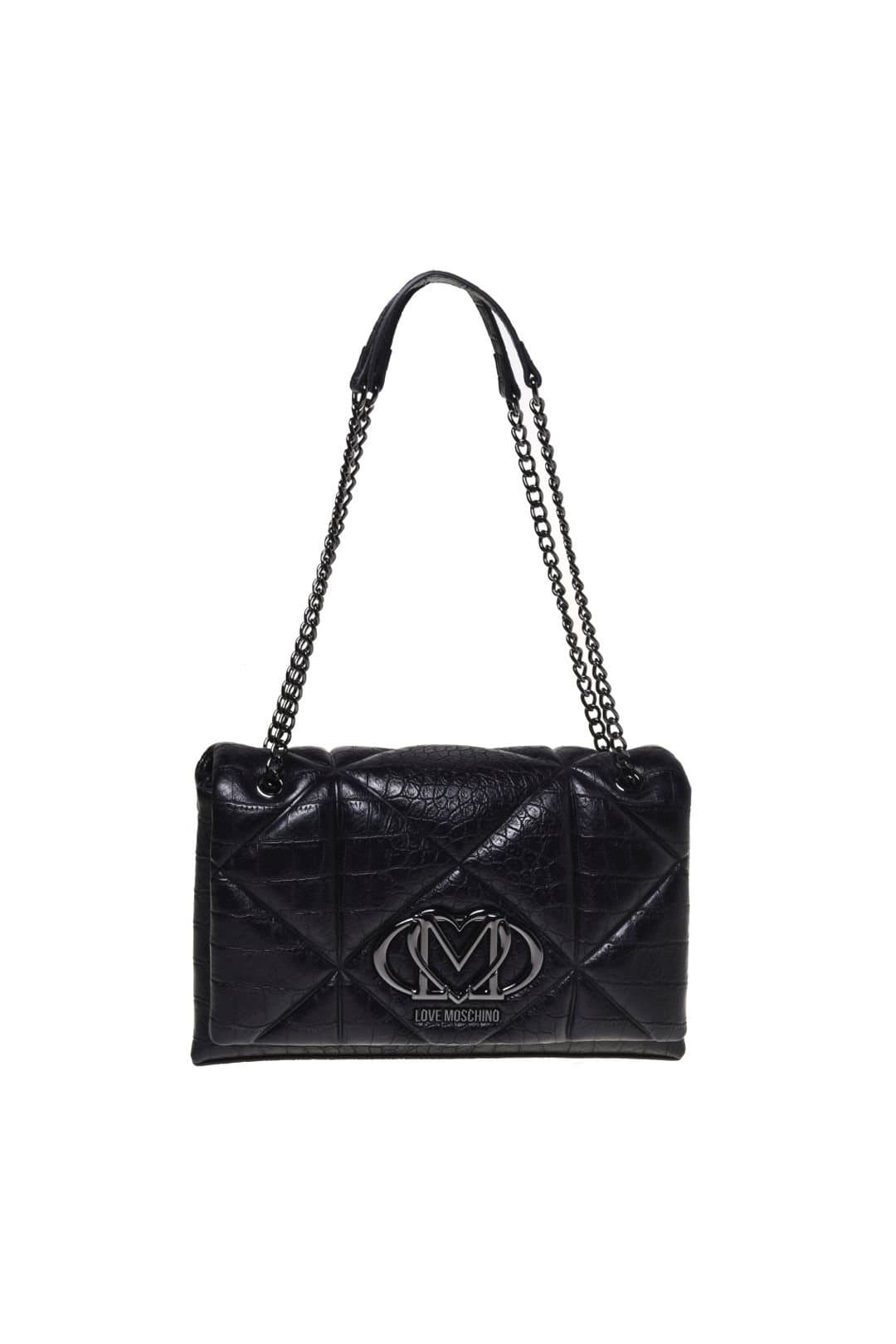 Love Moschino Love Moschino Women's Croc-Effect Chain Shoulder Bag Black