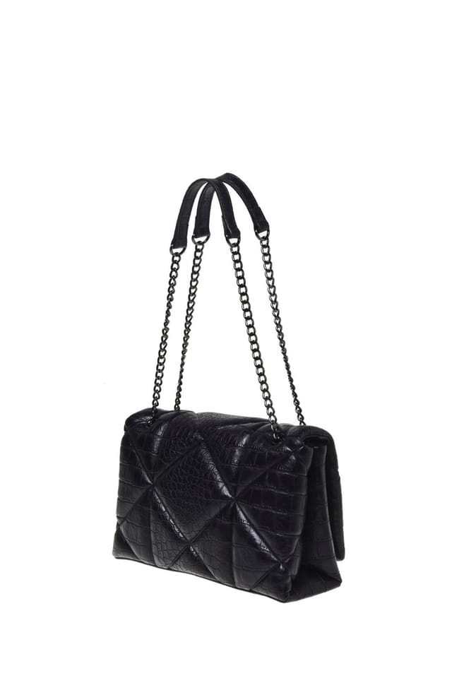 Love Moschino Love Moschino Women's Croc-Effect Chain Shoulder Bag Black - 2