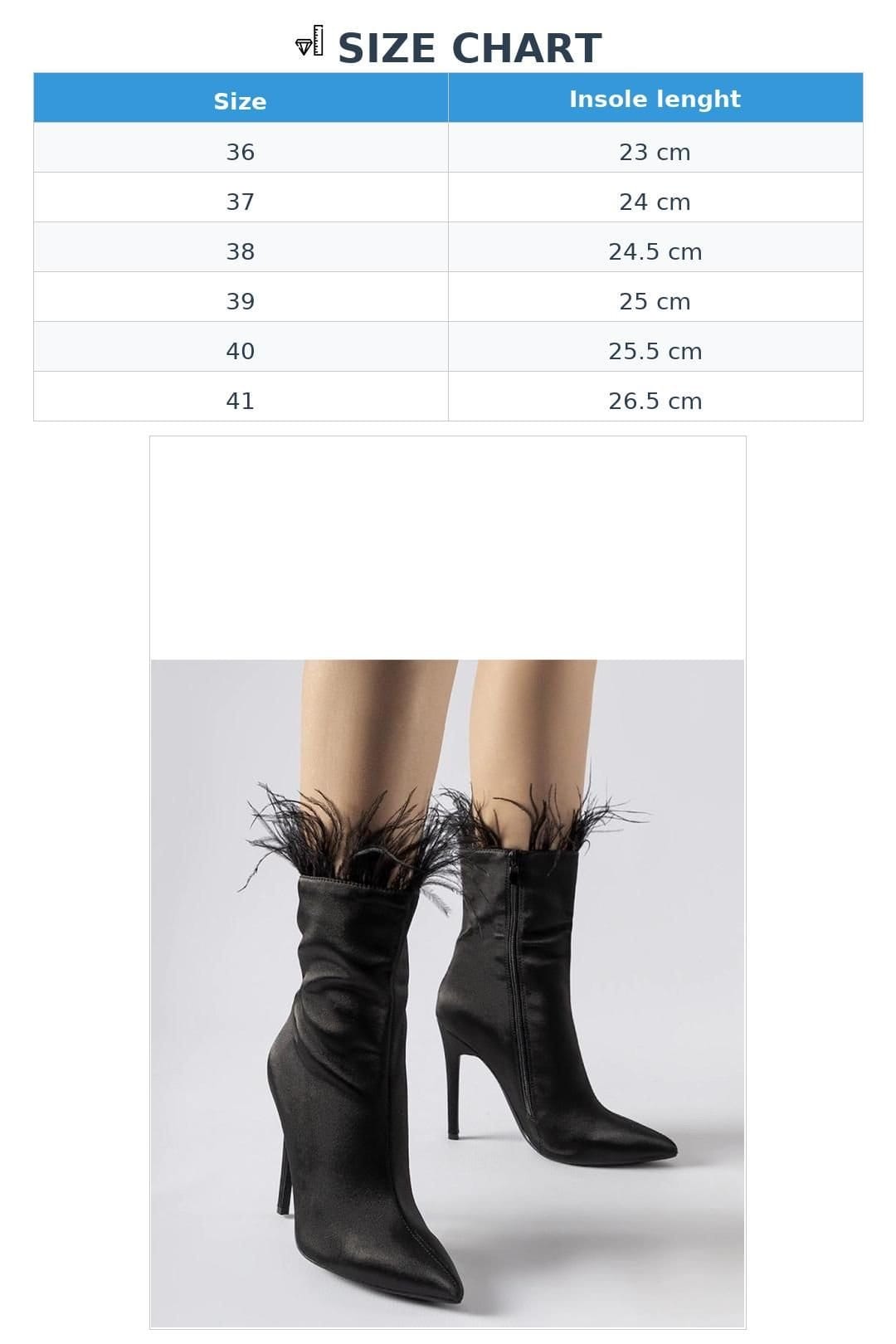 Love Lace Love Lace Women's Selvena Heeled Ankle Boots with Side Zipper & Feathers in Black - 4